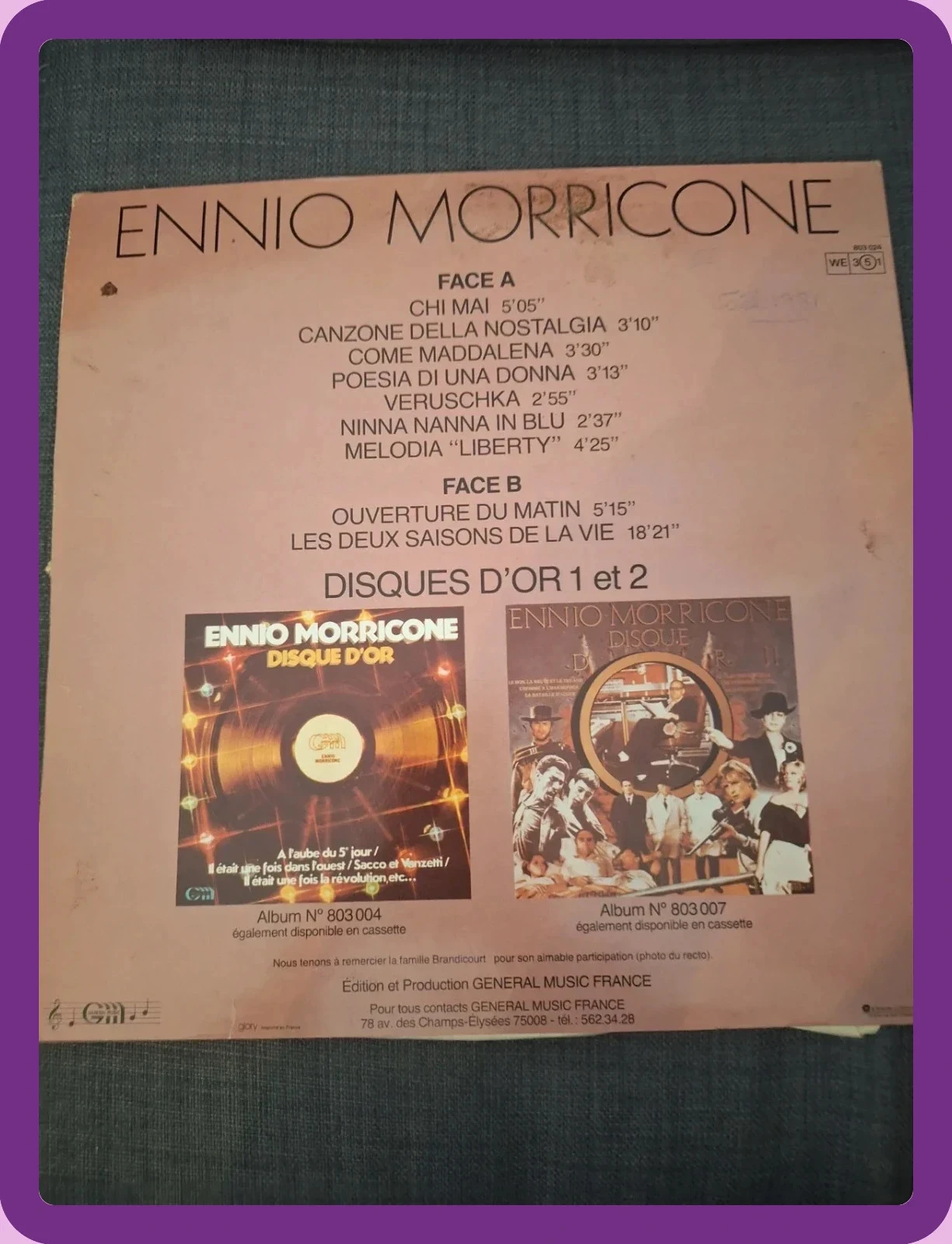 Vinilo Ennio Morricone Chi Mai – photo 3